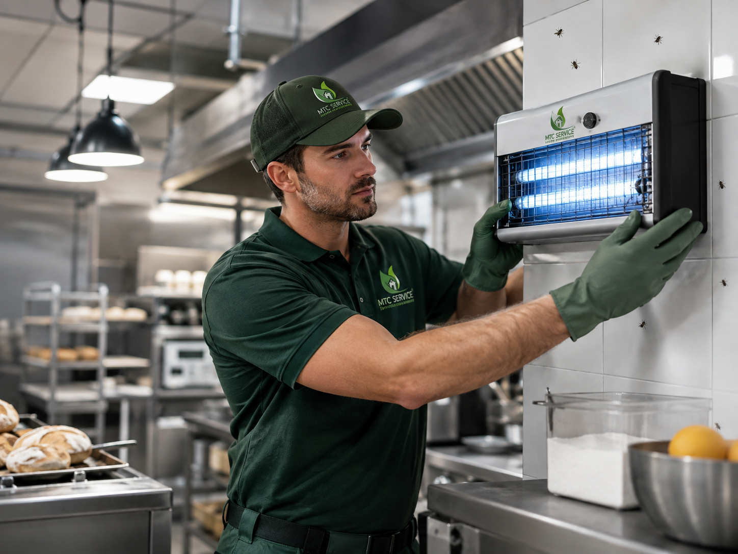 Tecnico MTC Service durante un intervento di mosche
