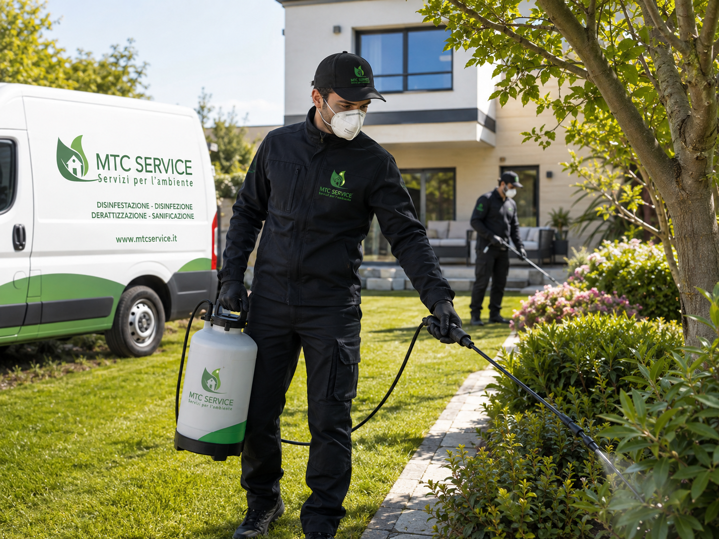 Tecnico MTC Service durante un intervento di pulci e zecche